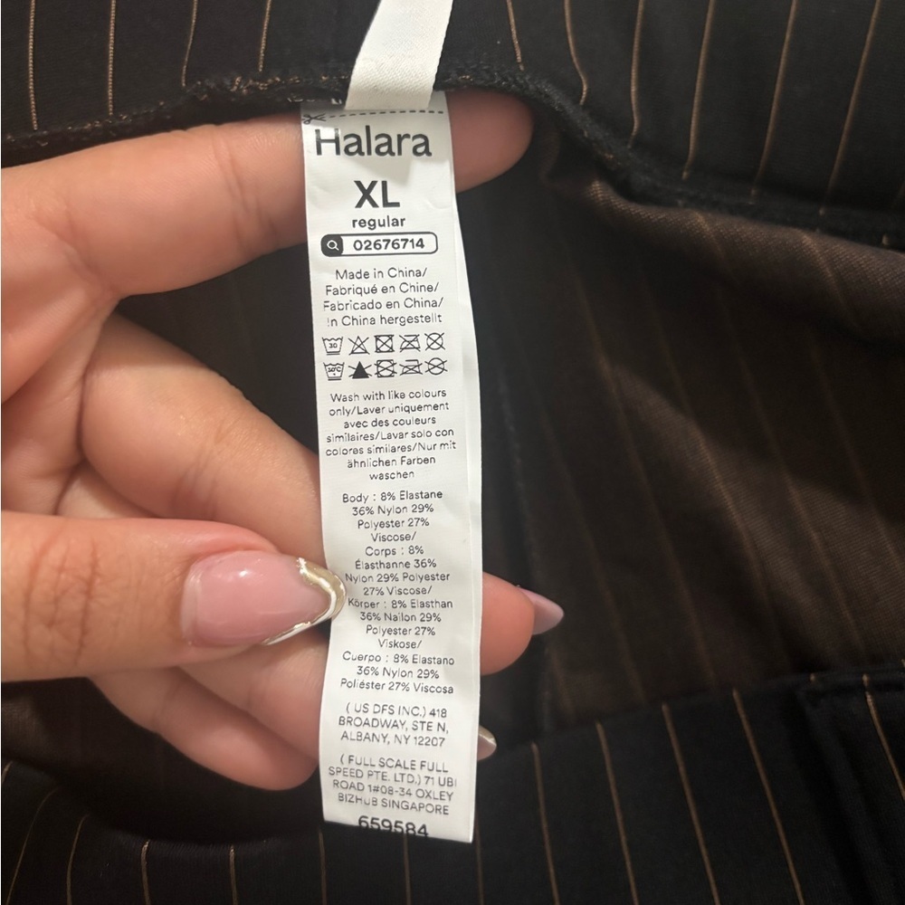 NWT HALARA Black Dress Pants Mid Rise Barrel Leg Stripe Pants - Picture 12 of 16